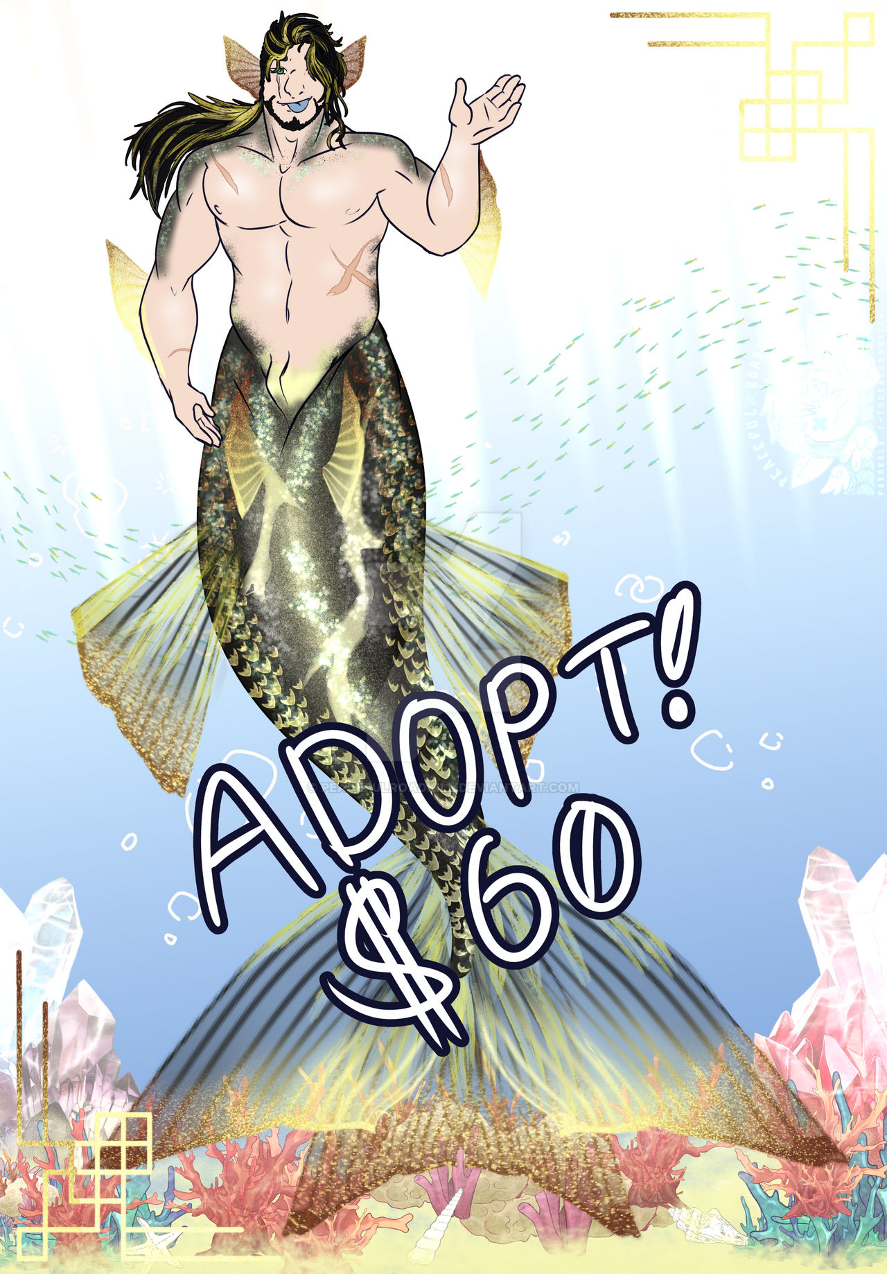 Golden Betta Merman Adopt by PeacefulRoadkill on DeviantArt