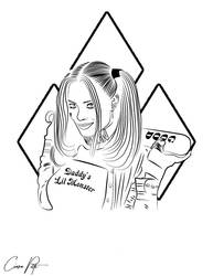 harley quinn black and white on