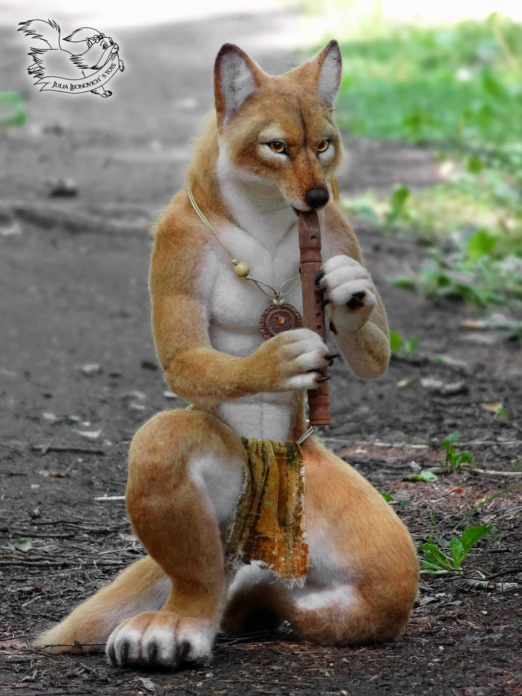 Needle Felted Anthro Coyote by YuliaLeonovich