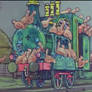 'Ivor! You are entirely covered with chickens!'