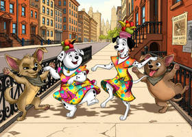 Lucky and Rolly in disguise