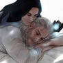 Geralt and Yennefer colored sketch