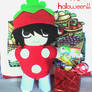 L in strawberry costume