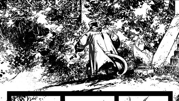 Hellboy: The Retun of Effie Kolb panel crop inks 2