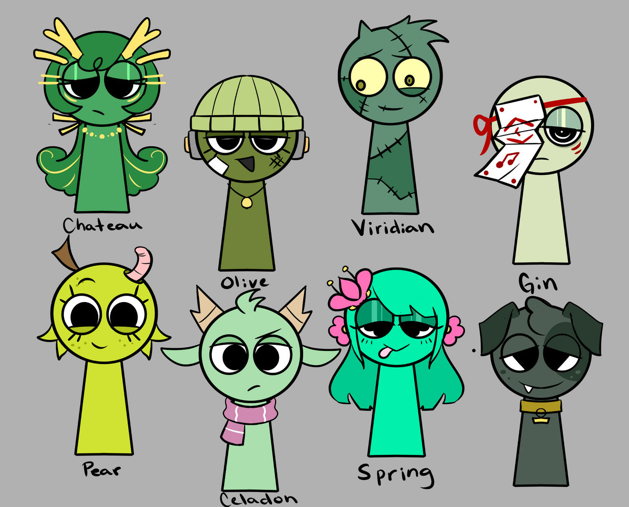 Sprunki Style. Deviantart Sprunki Collection 2 - Green (7/8 Open) by XxDollieFluffxX on DeviantArt