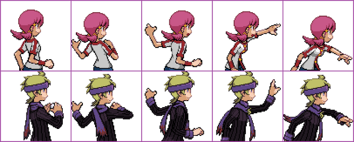 [Commission] Whitney and Morty - Gen 4 Backsprites