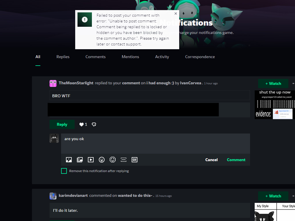 this dym cid went mad and blocked me oof by Kittydogblok on DeviantArt