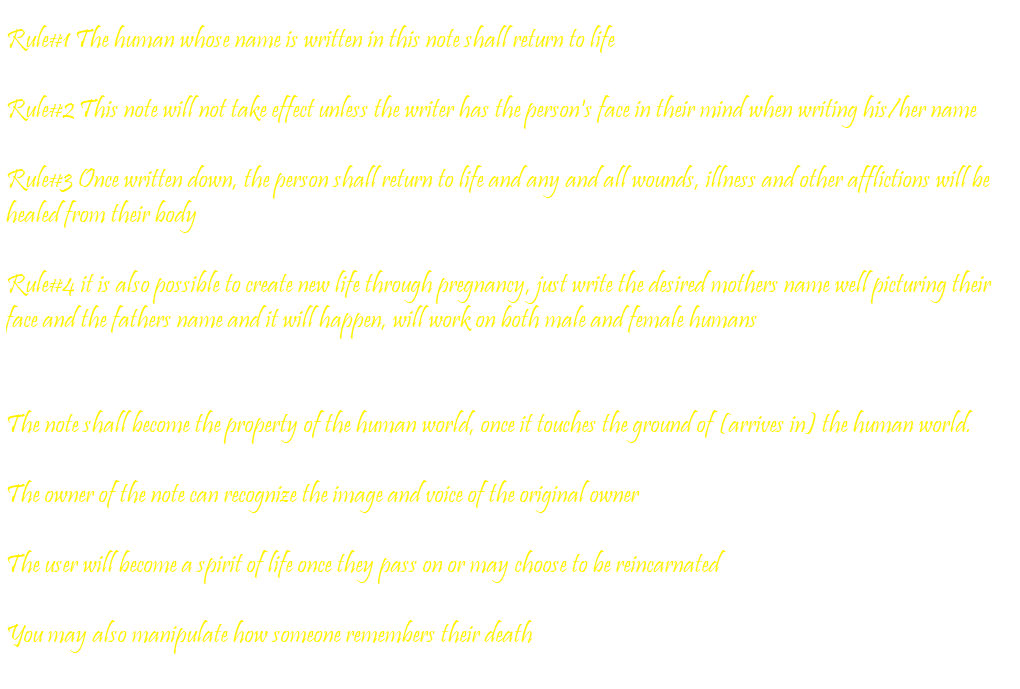 Life Note Rules by Bindi-the-skunk on DeviantArt