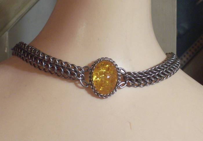 Wrapped Amber Maille Choker