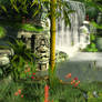 Mayan waterfall background 2