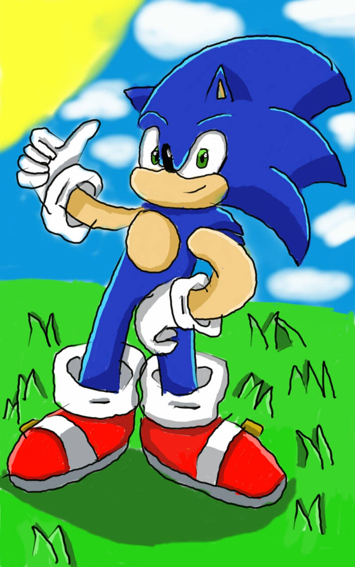 Sonic The Hedgehog drawing on tablet