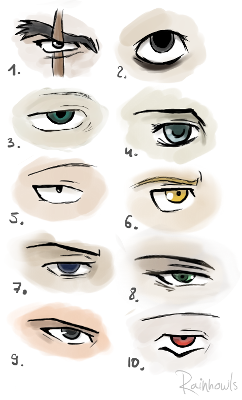 Anime eyes practice - boys by rainhowlspl on DeviantArt