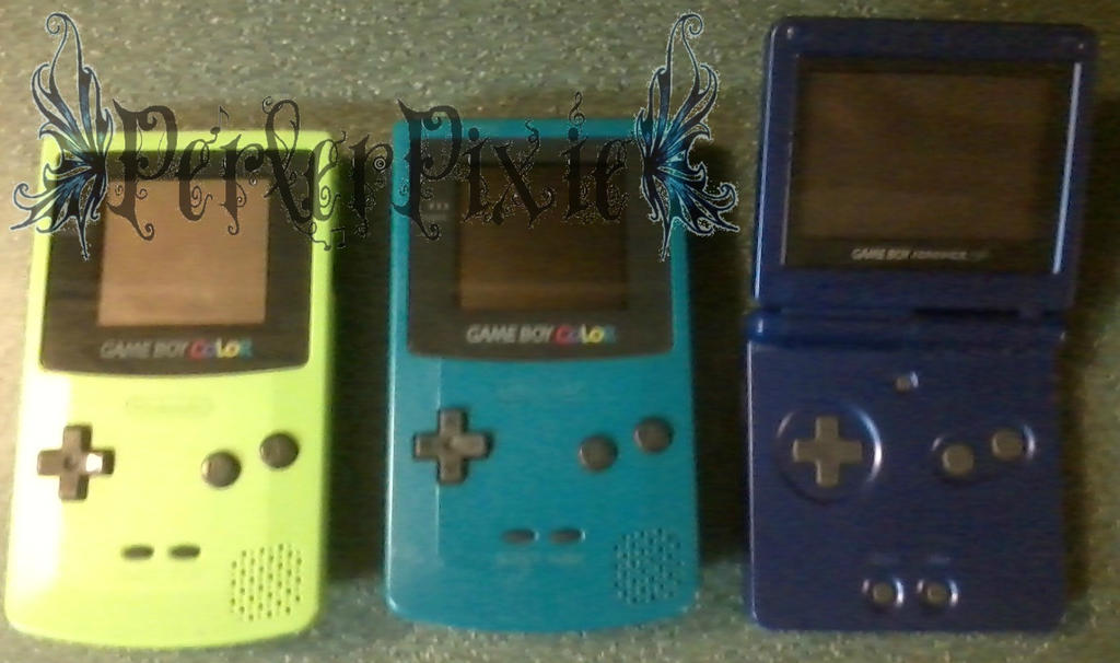 Two Gameboy Colors and a Gameboy Advance SP by PerlerPixie on DeviantArt