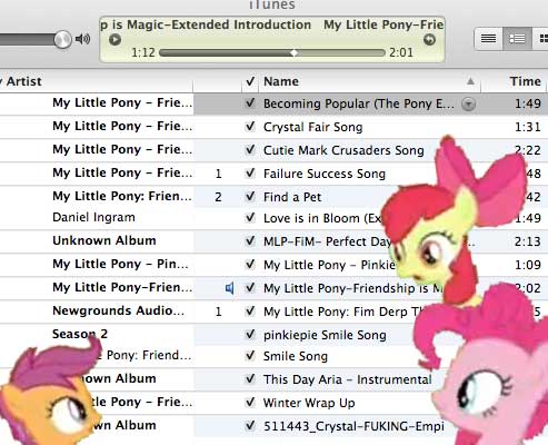 omg ponys r looking at my itunes library XD