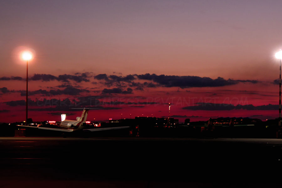 Okecie Airport in the evening