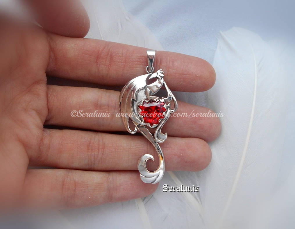 'Dragon heart' handmade sterling silver pendant by seralune