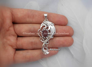 'Amethyst dragon' handmade sterling silver pendant by seralune