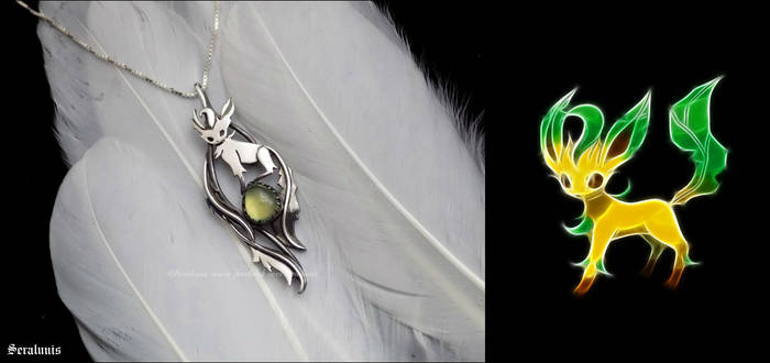 'Leafeon', handmade sterling silver pendant
