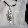 'Mew with aquamarine', sterling silver pendant