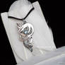 'Vaporeon with Aquamarine' sterling silver pendant