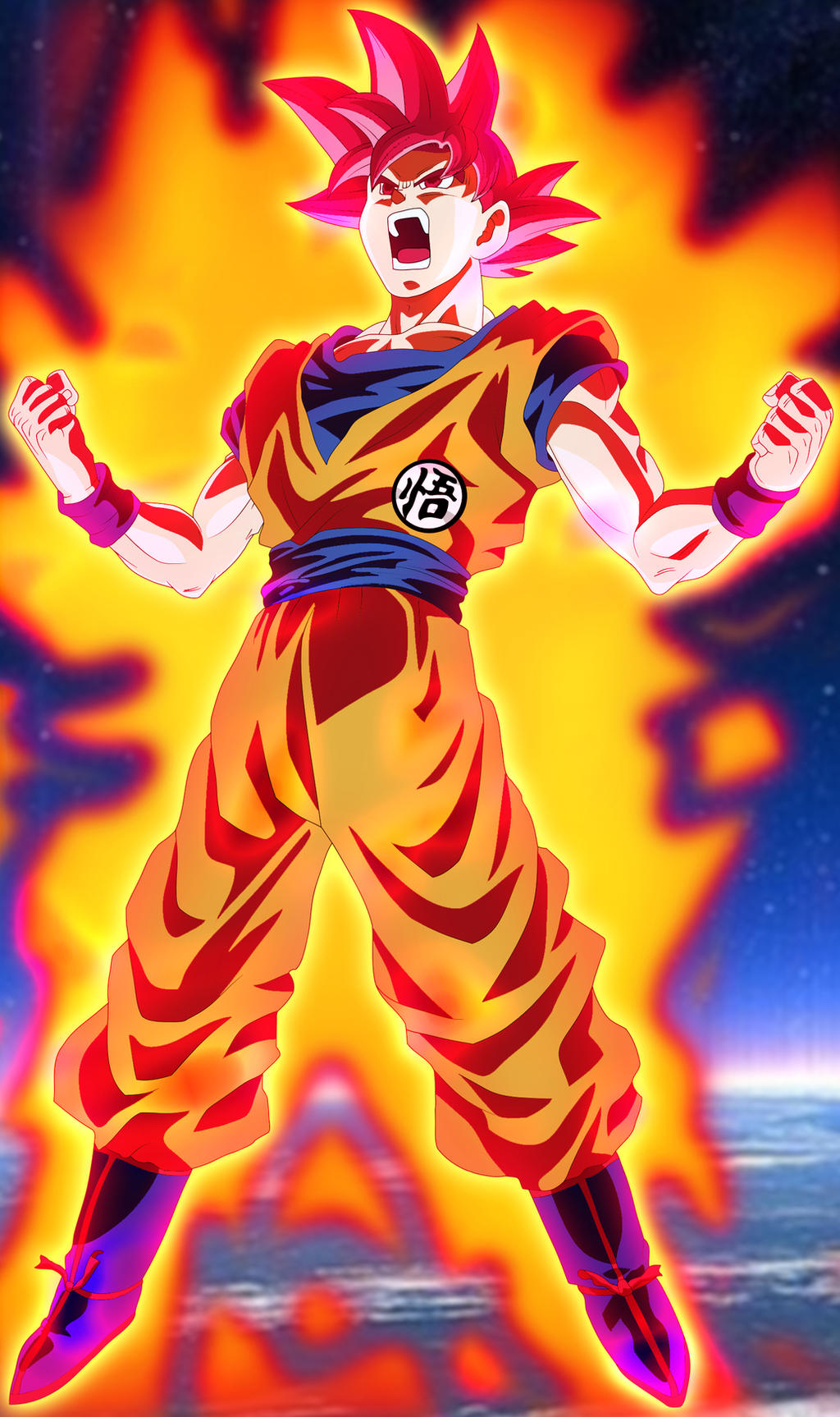 Super Saiyan God SS Goku w/ aura by DokkanDeity on DeviantArt