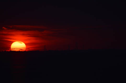 Amusement park at sunset