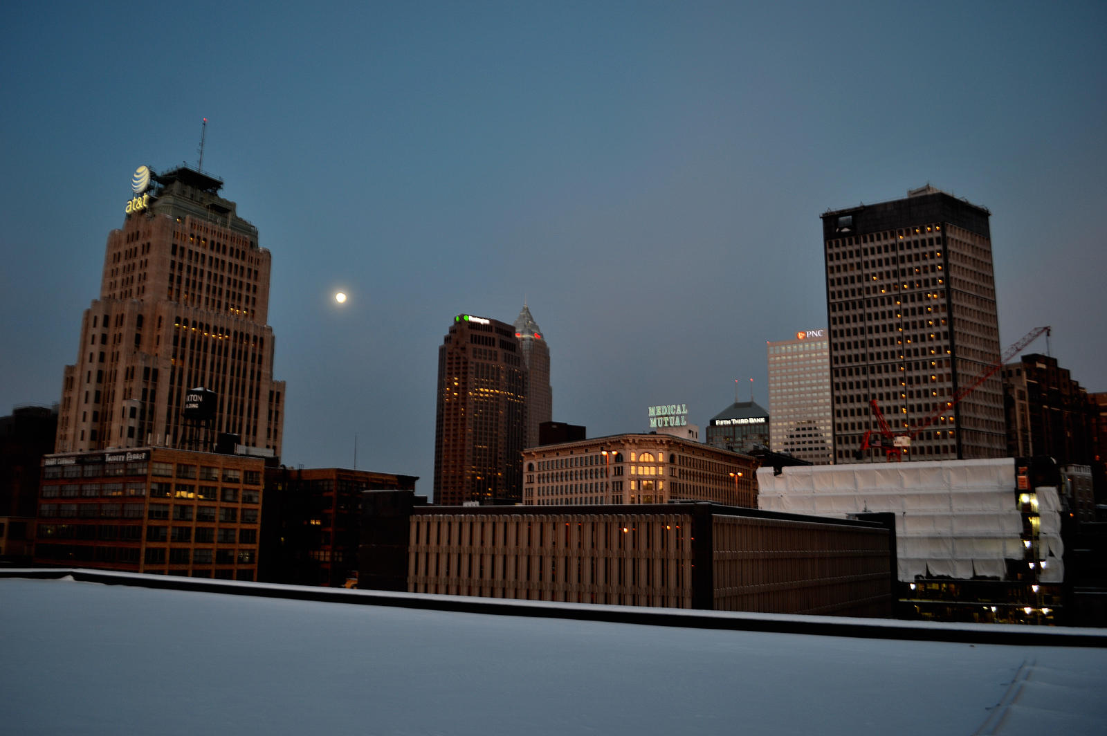 Moonsetting Cleveland, Ohio