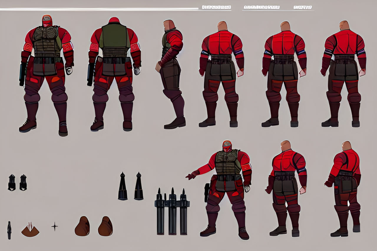 ImgCreator.ai mercenary Heavy Weapons Guy in red by krogher22 on DeviantArt