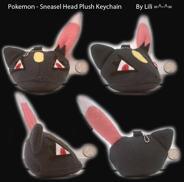 Sneasel Head Plush Keychain