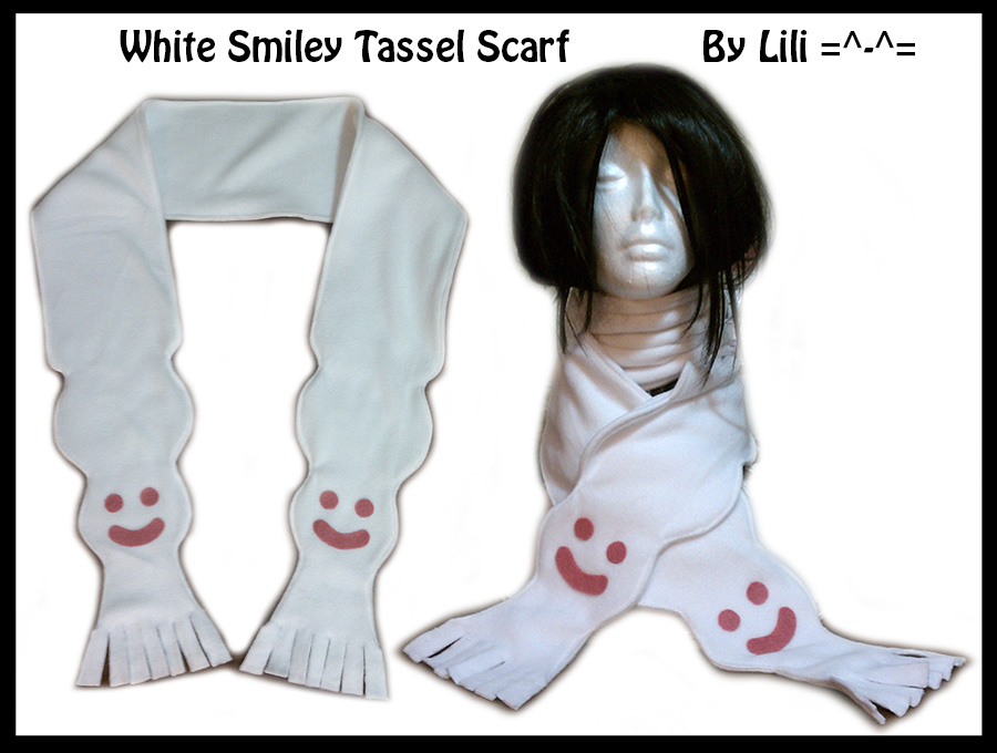 White Smiley Tassel Scarf