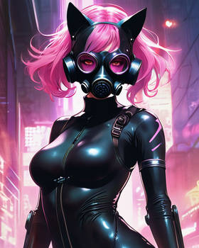 0 - Cat Girl Anime Pink Hair Pink Eyes Skin Tight 