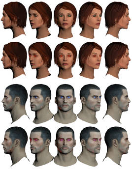 Mass Effect 2, Female and Male Shepard Scars.