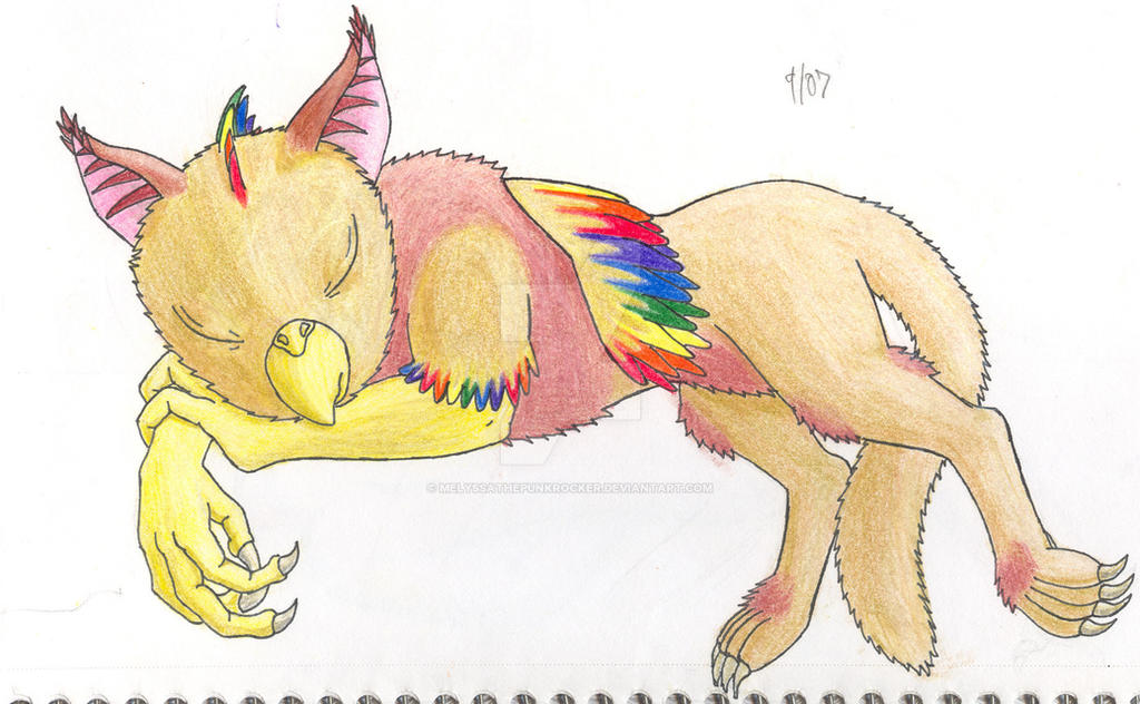 Sleeping baby Gryphon in COLOR