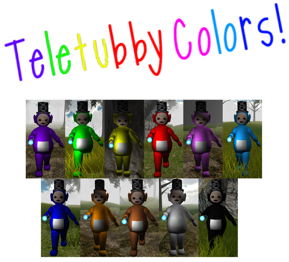 Slendytubbies teletubby color skins pack by jumpscarez on DeviantArt