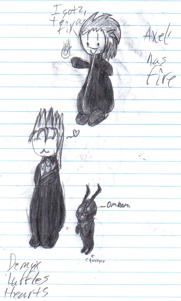 Chibi Axel and Demyx doodles