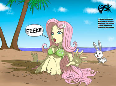 Fluttershy beach trouble (finished commission)