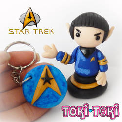 Star Trek Spock And Logo Keychain Figurine