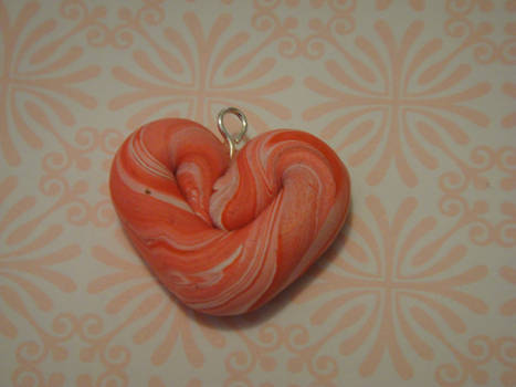 Red Swirly Heart Charm