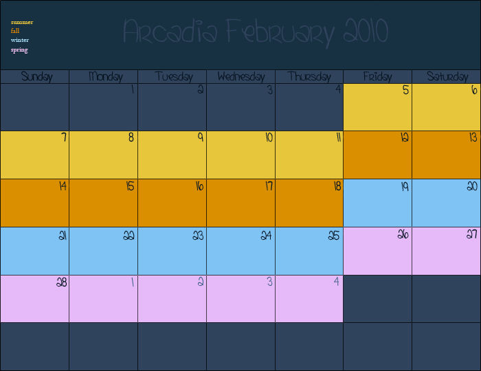 Arcadia Calendar by itaylorsgraphix13 on DeviantArt