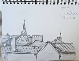 Skyline sketch of Tallinn - Estonia