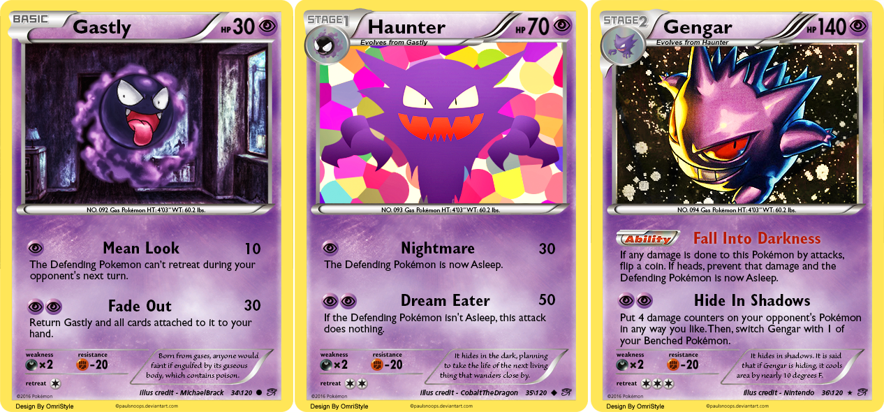 gastly haunter gengar pokemon cards During my time at Woodbridge Card Show yesterday, I had the pleasure of meeting @oterodactyl, who hooked me up with some sweet custom cards! You guys already know how much I love