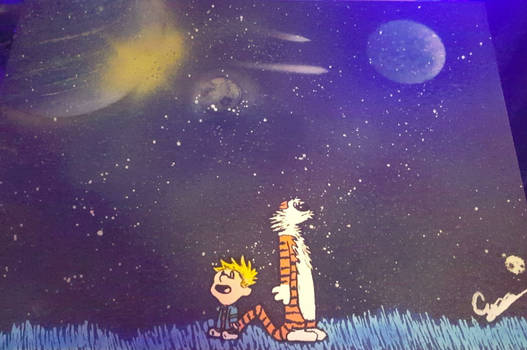 Calvin and Hobbs stargazing