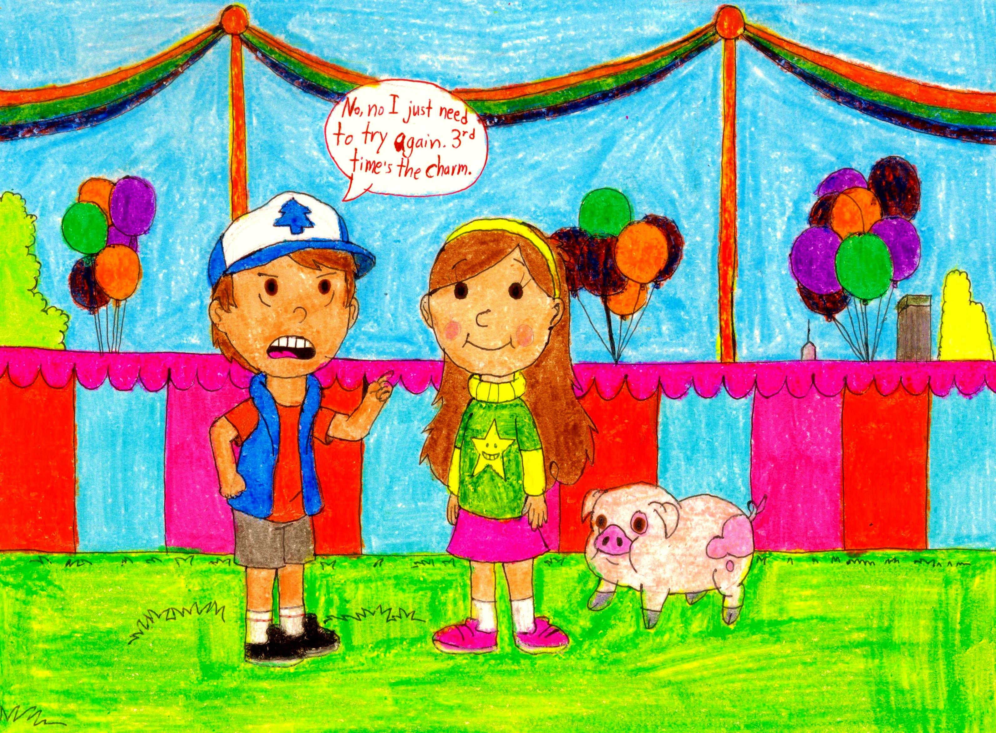 Mabel, Dipper and Waddles At The Fair