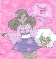 Furisode Girl and Whimsicott (Pokemon)