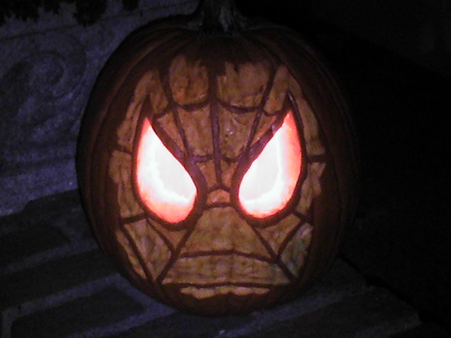 Spider-man Pumpkin At Night