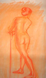 orange conte life drawing