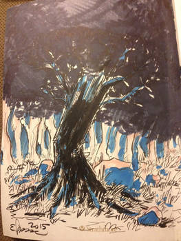 A sad blue tree