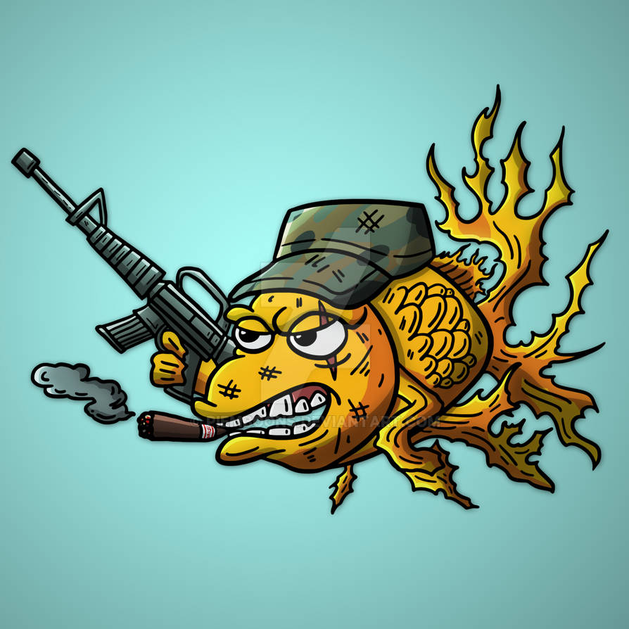 Weaponized Fish War Goldfish by piemboons on DeviantArt