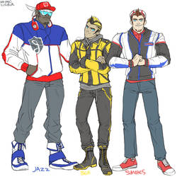 Humanformers Jazz, Bumblebee, and Smokescreen