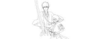 Kurosaki Ichigo and Kuchiki Rukia Lineart